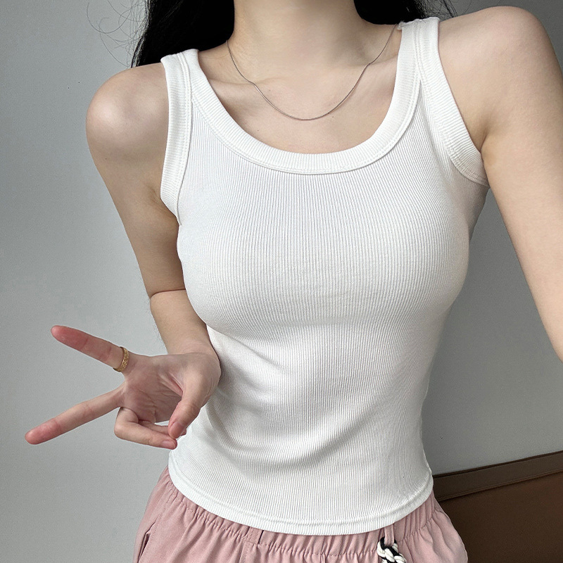 เสื้อกล้ามผู้หญิง สีพื้น แขนกุ - Tank Top Ribbed บทวิจารณ์และราคา